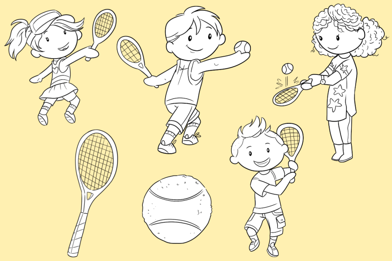 playing-tennis-digital-stamps
