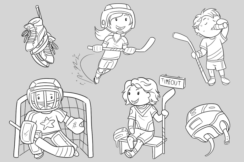playing-hockey-digital-stamps