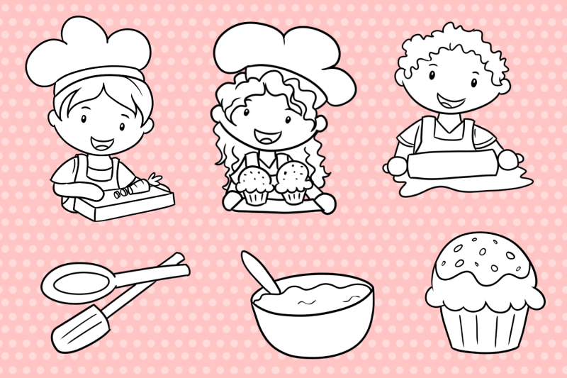 cute-kids-cooking-digital-stamps
