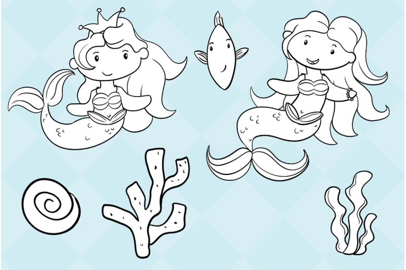 cute-mermaids-digital-stamps