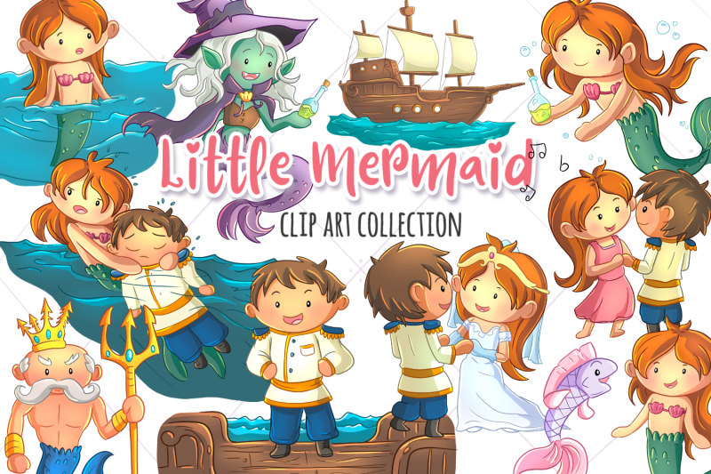 little-mermaid-clip-art-collection