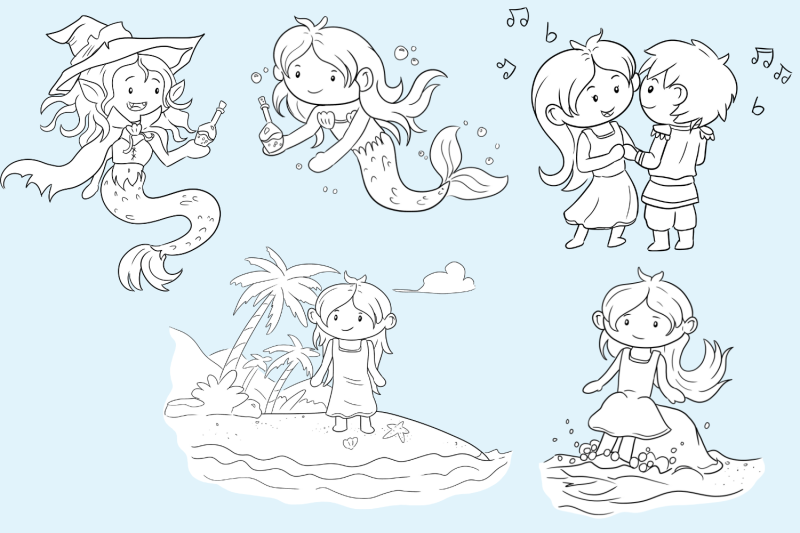 little-mermaid-digital-stamps