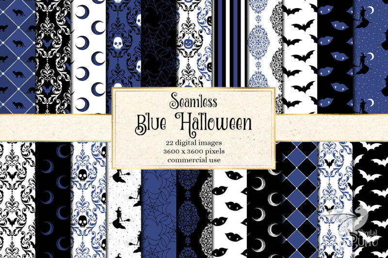 blue-halloween-digital-paper