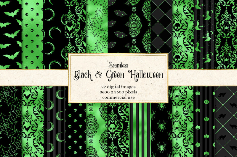 black-and-green-halloween-digital-paper