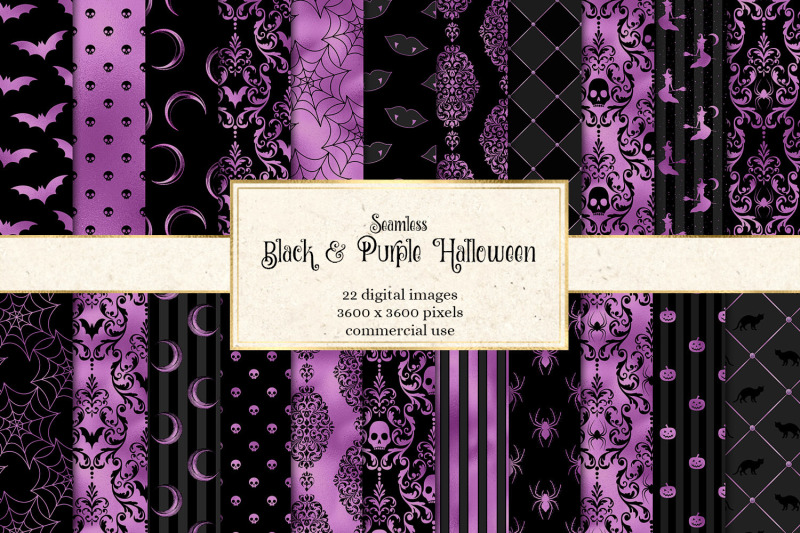 black-and-purple-halloween-digital-paper