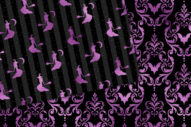 black-and-purple-halloween-digital-paper