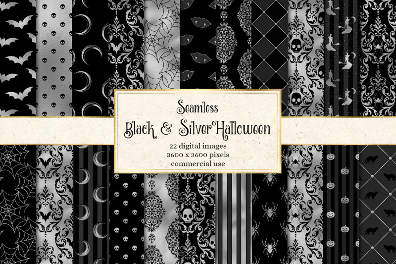 black-and-silver-halloween-digital-paper