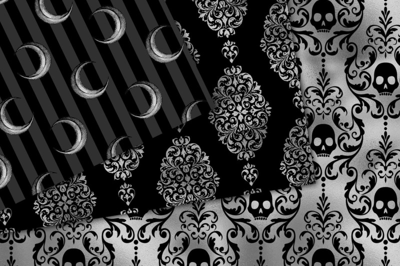 black-and-silver-halloween-digital-paper