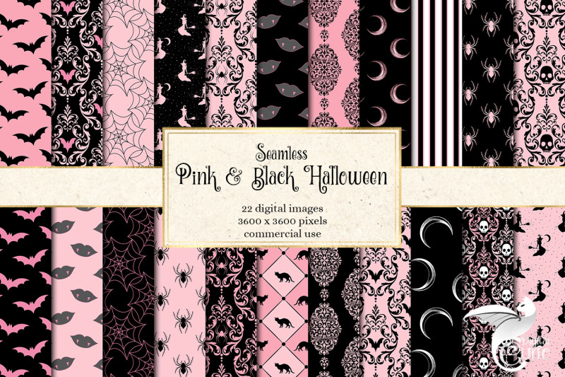 pink-and-black-halloween-digital-paper