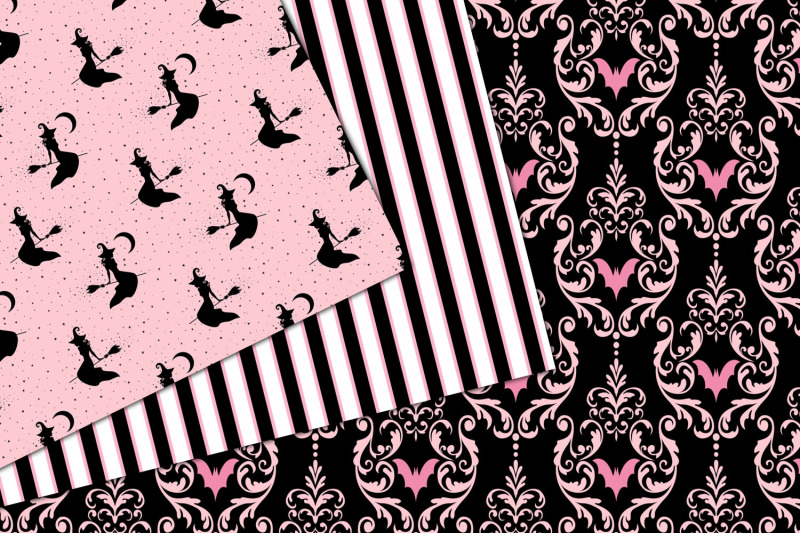 pink-and-black-halloween-digital-paper