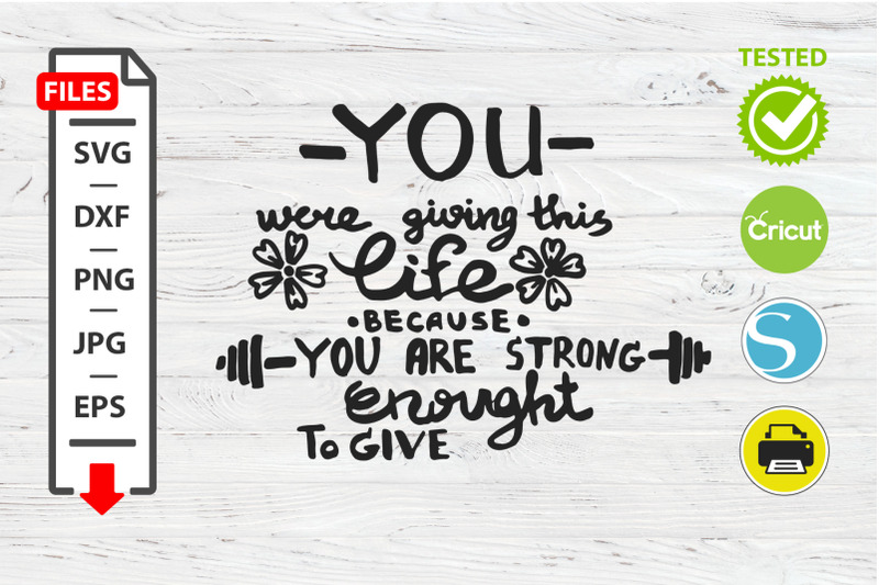 Download You are strong enough motivational quote SVG Cricut ...