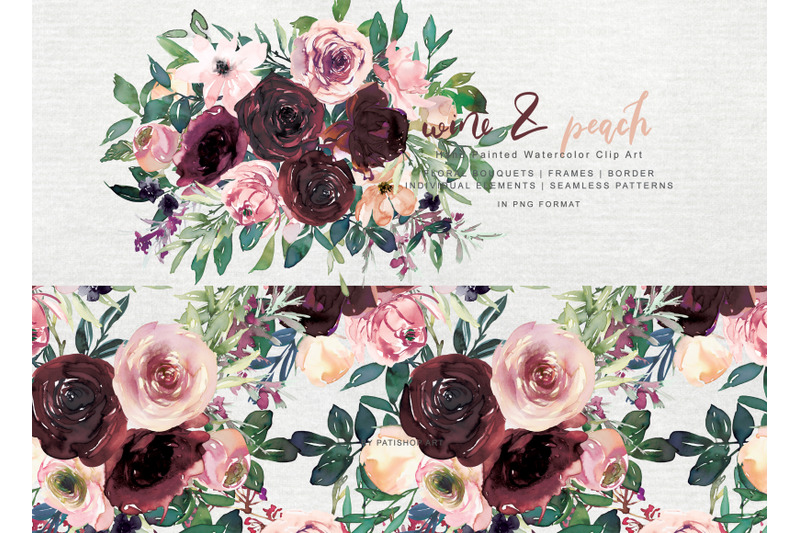 wine-and-peach-floral-bouquet-clipart
