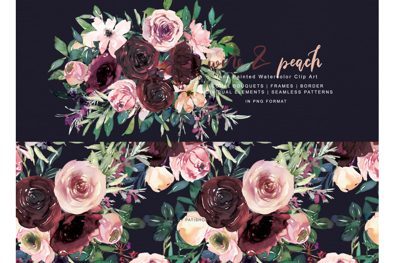 wine-and-peach-floral-bouquet-clipart