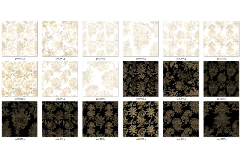 black-white-and-gold-floral-digital-paper