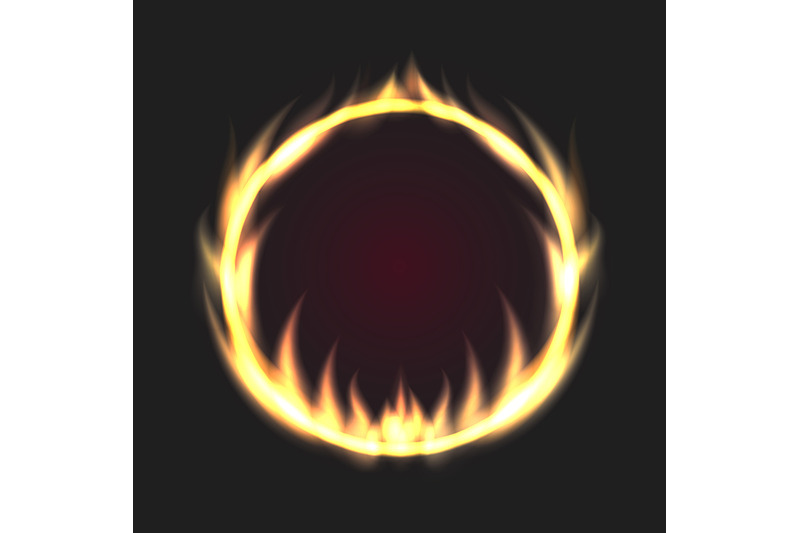 abstract-ring-of-fire-flame-on-black-background-vector-illustration