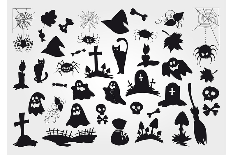 vector-set-of-halloween-clipart-colored-and-monochrome-objects