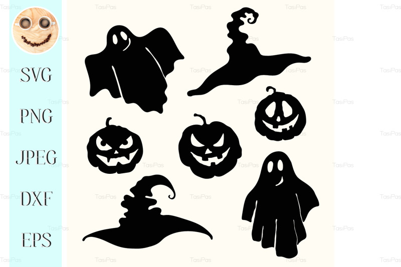 ghost-pumpkin-lantern-and-witch-hat-stencil-on-white