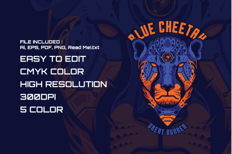 blue-cheetah-t-shirt-illustration