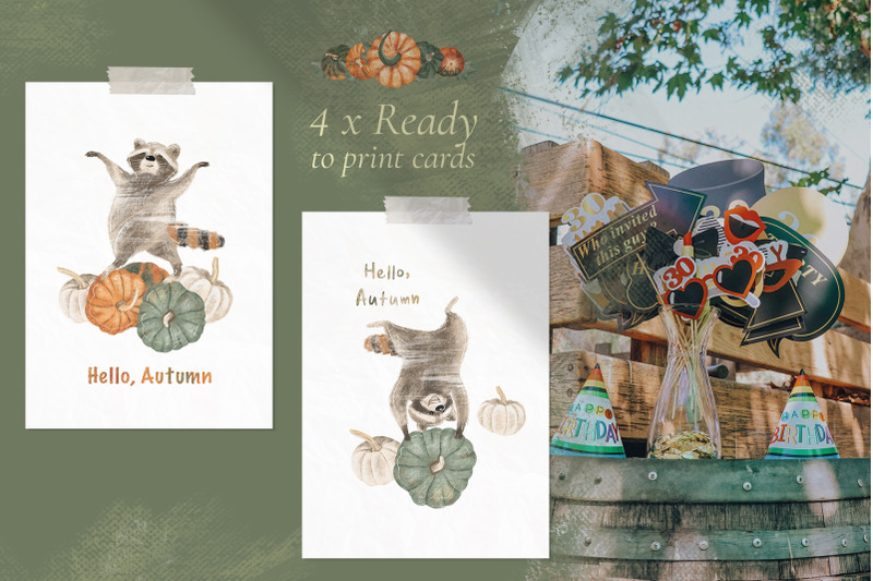 ready-to-print-autumn-posters-with-cute-raccoons-and-pumpkins