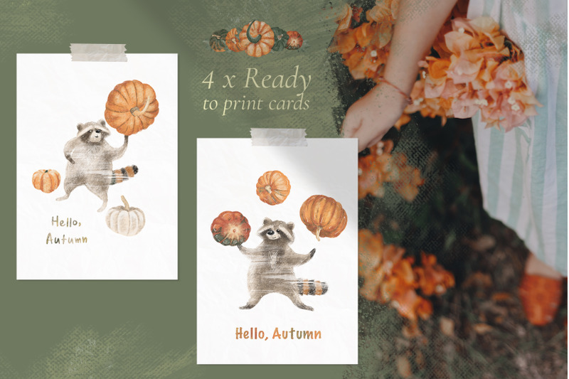 ready-to-print-autumn-posters-with-cute-raccoons-and-pumpkins