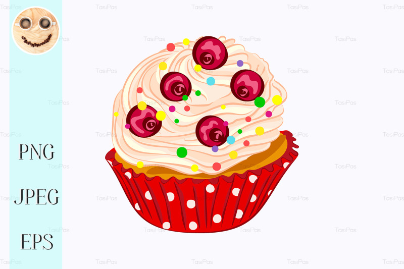 cupcake-with-whipped-cream-and-red-berry