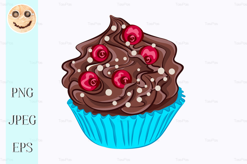 cupcake-with-chocolate-cream-and-red-berry