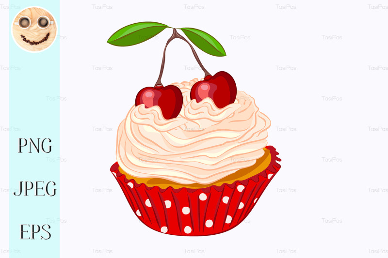 vanilla-cupcake-with-whipped-cream-and-cherry