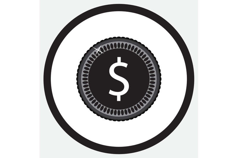 coin-black-white-monochrome-icon