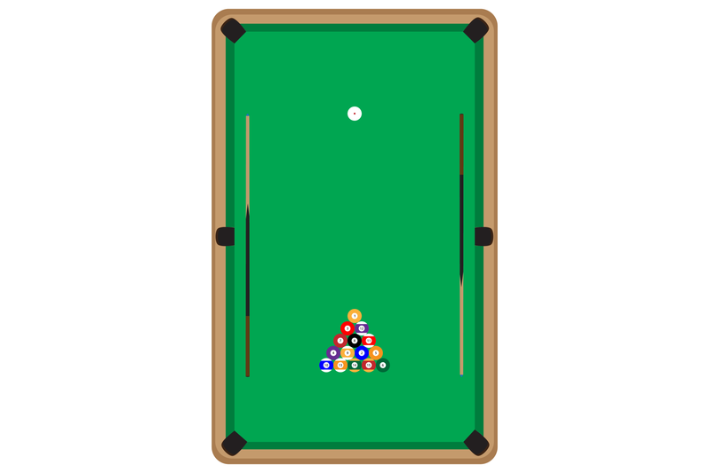 pool-table-with-balls-and-cue