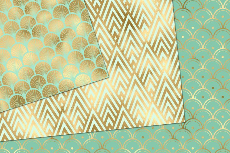 mint-and-gold-art-deco-digital-paper