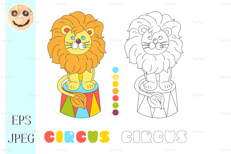 funny-lion-sitting-in-a-circus-arena-vector-coloring-book-page