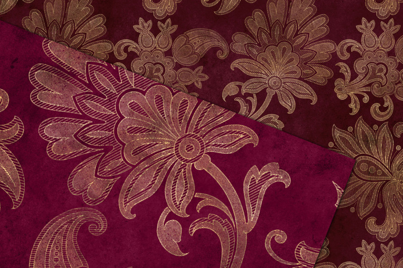 magenta-floral-velvet-digital-paper