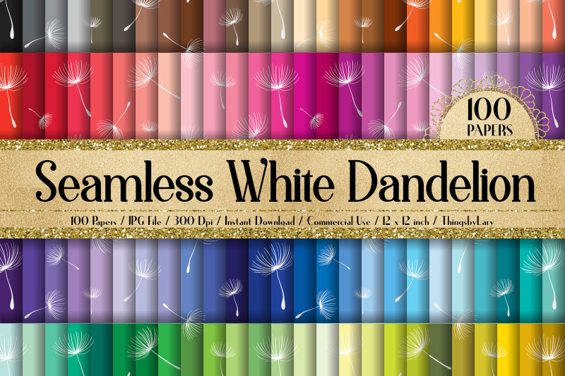100-seamless-white-dandelion-fabric-print-digital-papers