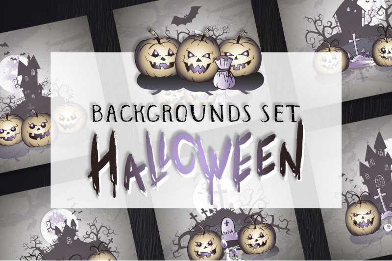 set-of-nbsp-nbsp-halloween-illustrations-with-nbsp-pumpkin-heads