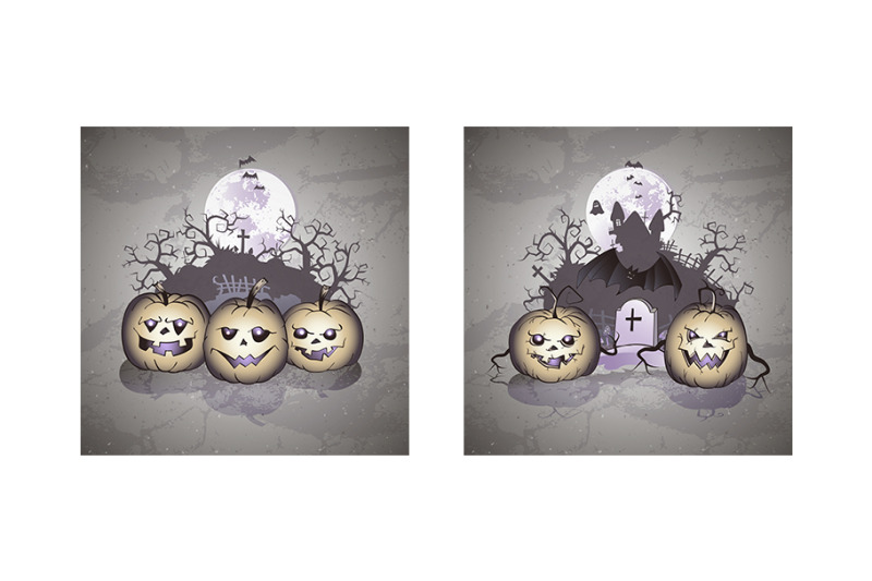 set-of-nbsp-nbsp-halloween-illustrations-with-nbsp-pumpkin-heads