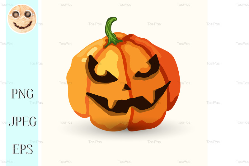 vector-halloween-spooky-face-pumpkin-on-white