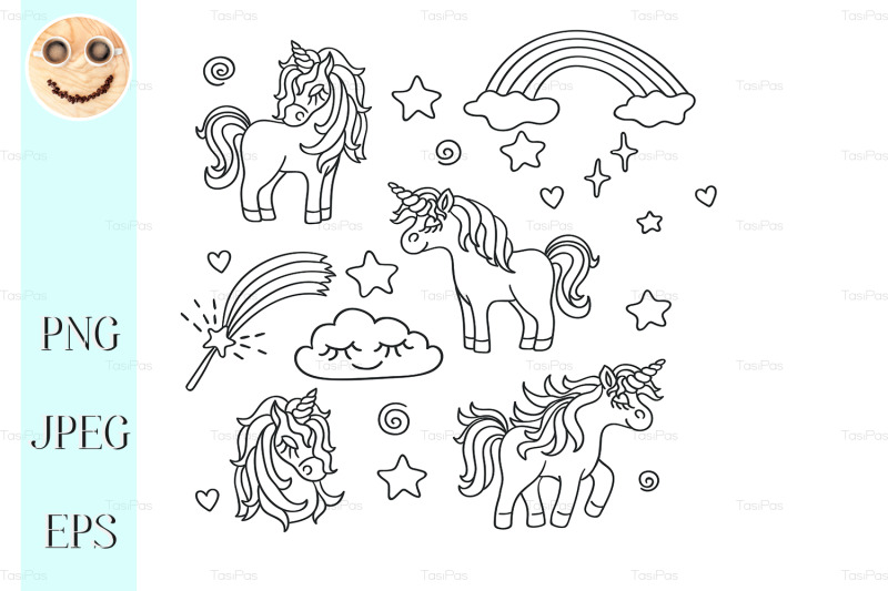 unicorn-rainbow-magic-wand-vector-sketch-set