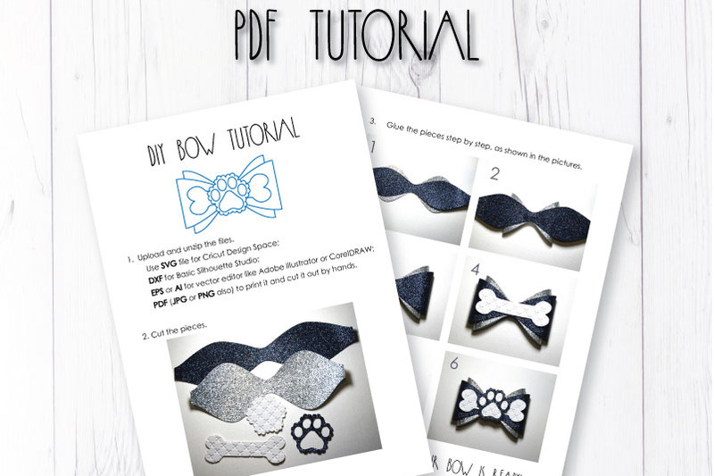 Paw Hair bow template SVG, DXF, PDF with DIY tutorial By ArtiTeki