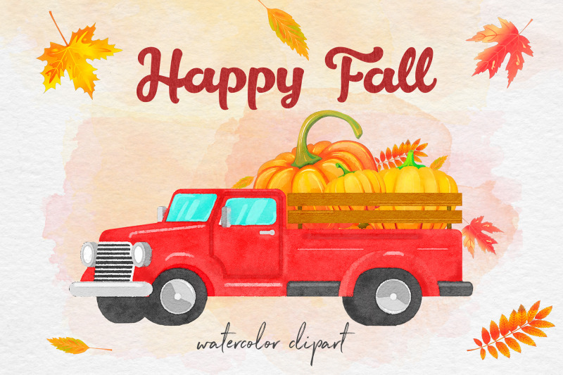 watercolor-pumpkin-truck