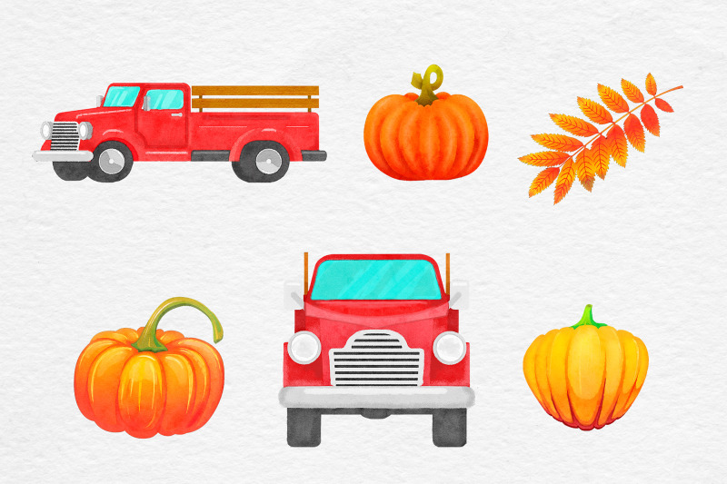 watercolor-pumpkin-truck