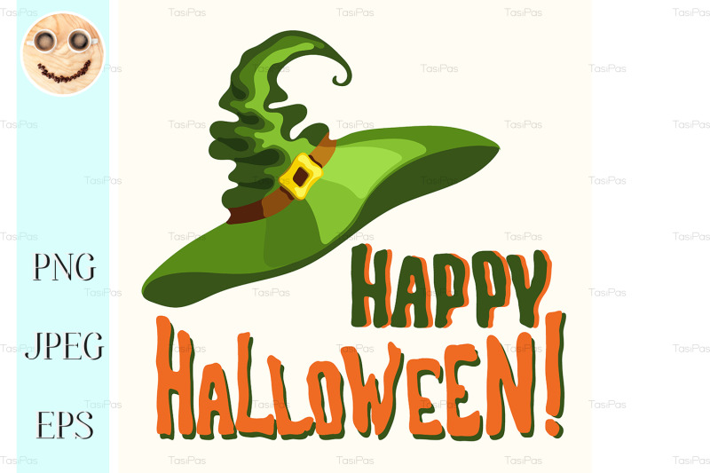 happy-halloween-title-and-green-witch-hat