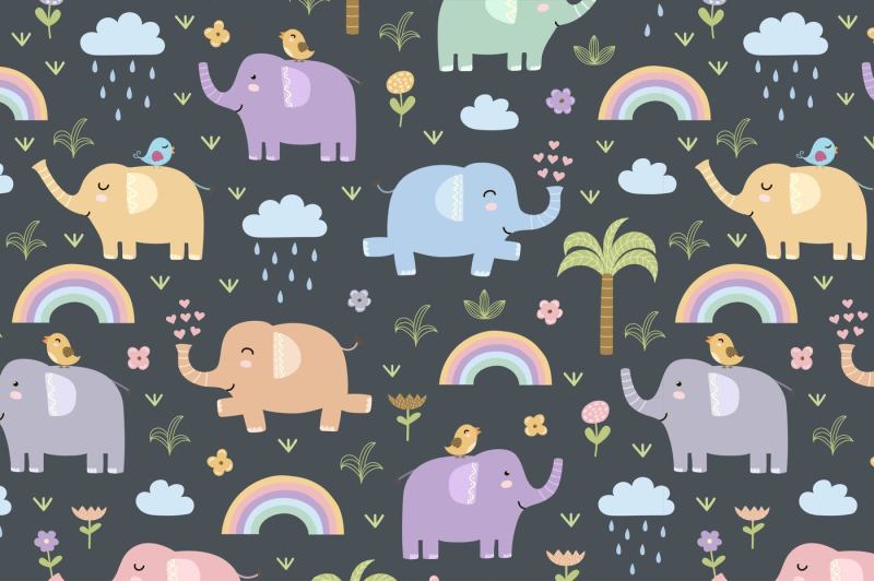 elephants-seamless-patterns-amp-clipart