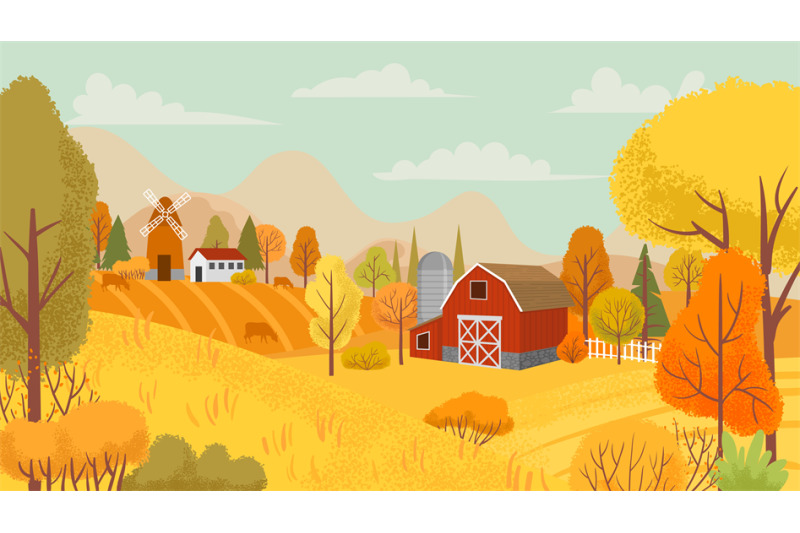 autumn-farming-landscape-country-farm-yellow-trees-and-farmhouse-fie