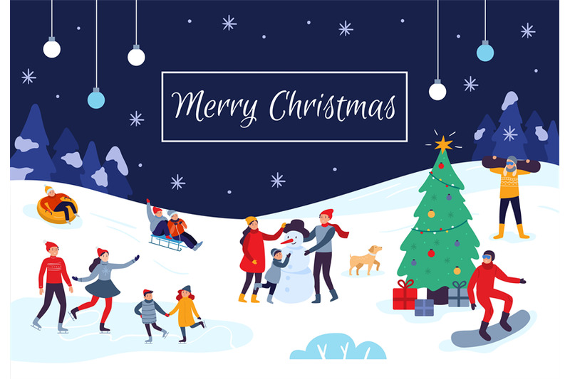 winter-people-merry-christmas-card-snow-activities-happy-kids-make-s