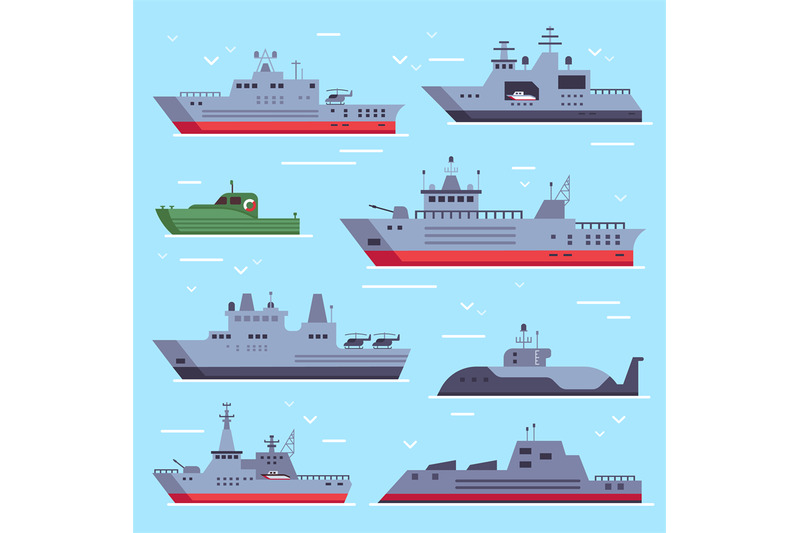 flat-military-boats-navy-battle-ships-sea-combat-security-boat-and-b