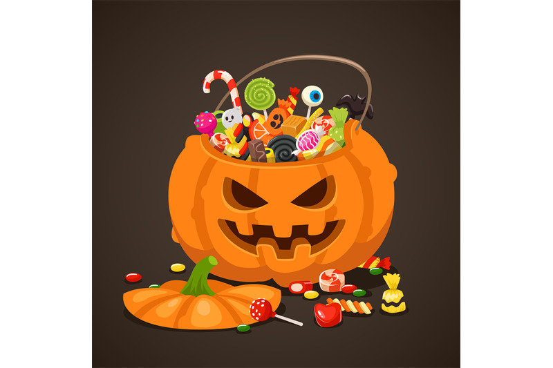 halloween-candies-in-pumpkin-bag-sweet-lollipop-candy-for-kids-trick