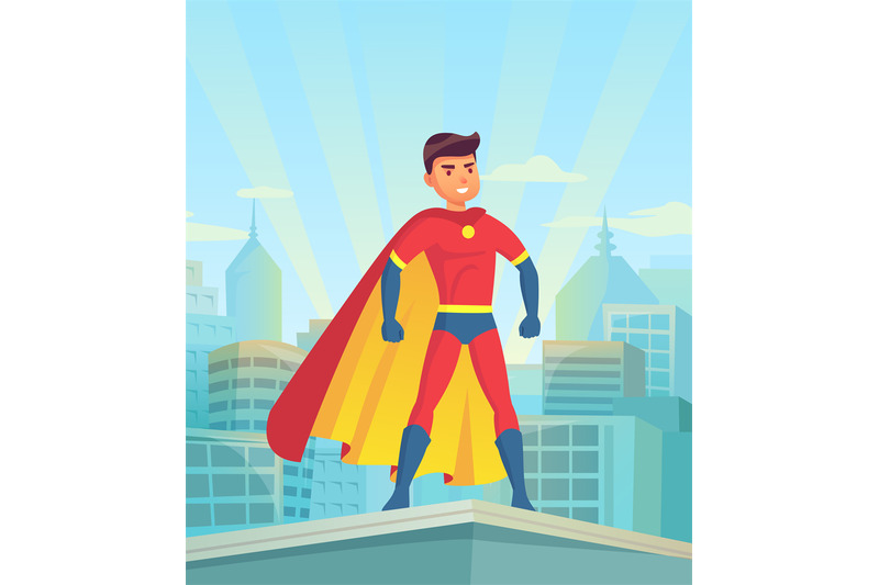 cartoon-superhero-watching-city-comic-powerful-man-hero-in-super-sui