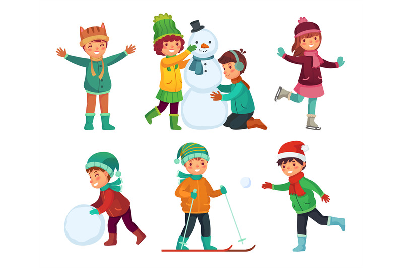 happy-kids-winter-activities-children-playing-with-snow-cartoon-kid