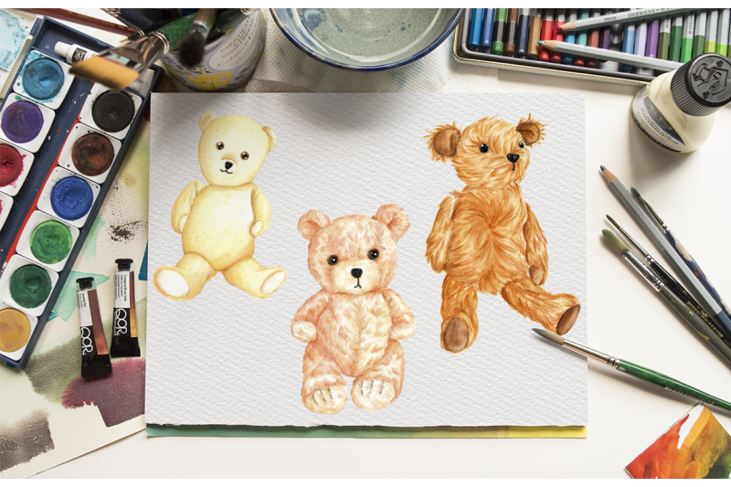 watercolor-cute-teddy-bears