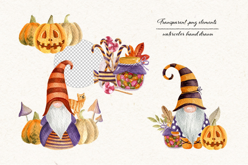 halloween-set-watercolor-gnomes